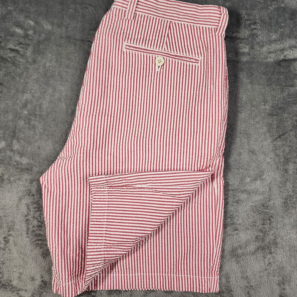 Vineyard Vines Mens 33 Breaker Shorts Seersucker Striped Red White Preppy Summer